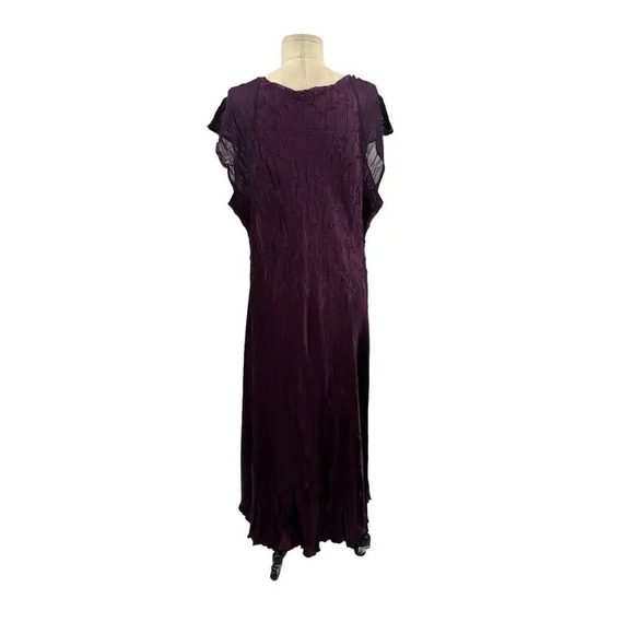 Komarov Purple Crinkle Cap Sleeve Pleat Maxi Dress Plus‎ Size 2X - Picture 6 of 10